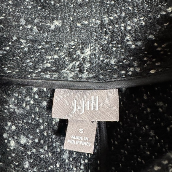 J Jill Women's Gray Black Wool Blend Coat One Button Draped longline Coatigan S - Picture 6 of 11